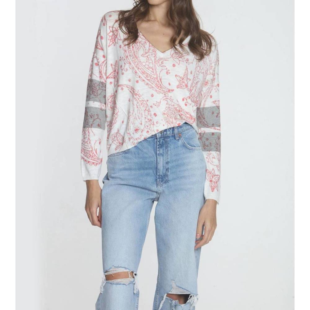 NEW LABEL+THREAD women's paisley vee in pink fade